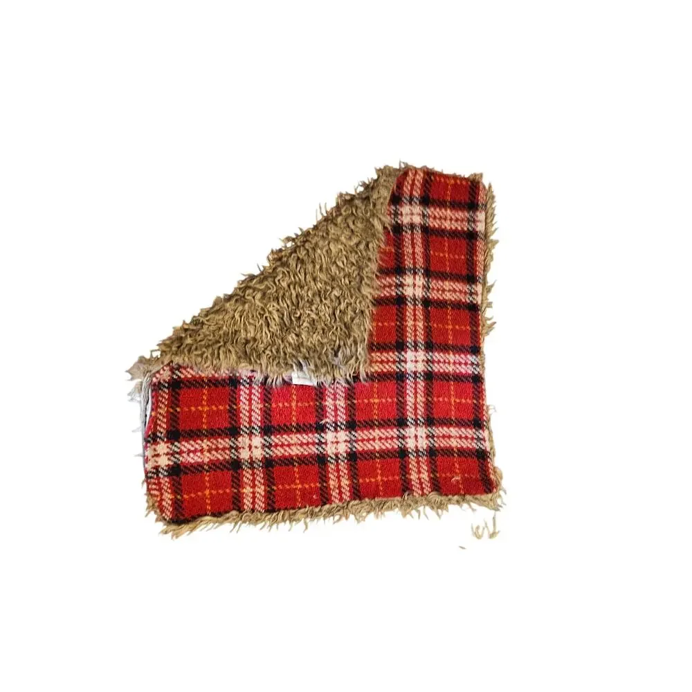 Pottery Barn Nottingham Plaid Thrown Pillow Case Red Faux Fur Cabin 20x20 in